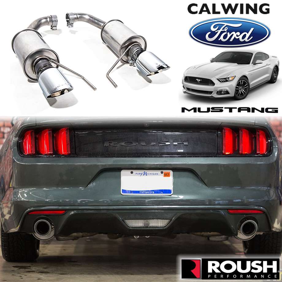 2015-2017 Mustang GT 5.0 Roush Axle Back Exhaust マフラーハンガー＆4インチフラッシュクロームデュアルウォールチップ - 4
