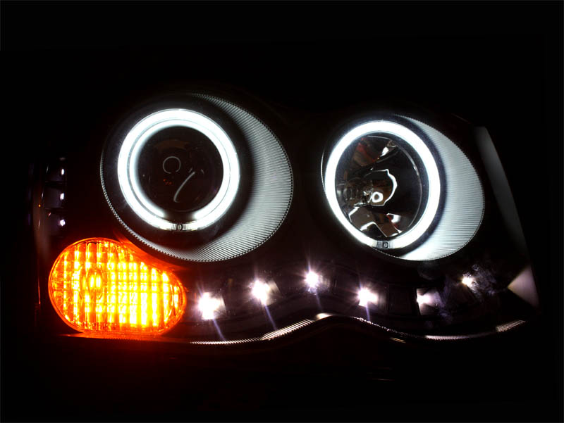 大幅割引セール ACANII 2008-2010 ジープ グランドチェロキー LED デュアルヘイロー ブラック ハウジング プロジェクター ライト、レンズ 