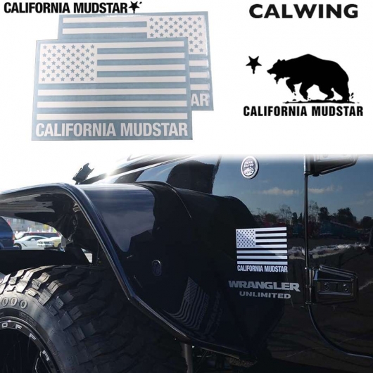 カリフォルニアマッドスター California Mudstar Usフラッグ ステッカー 175x110 2枚入り デカール カーステッカー ホワイト From Usa キャルウイング パーツセンター